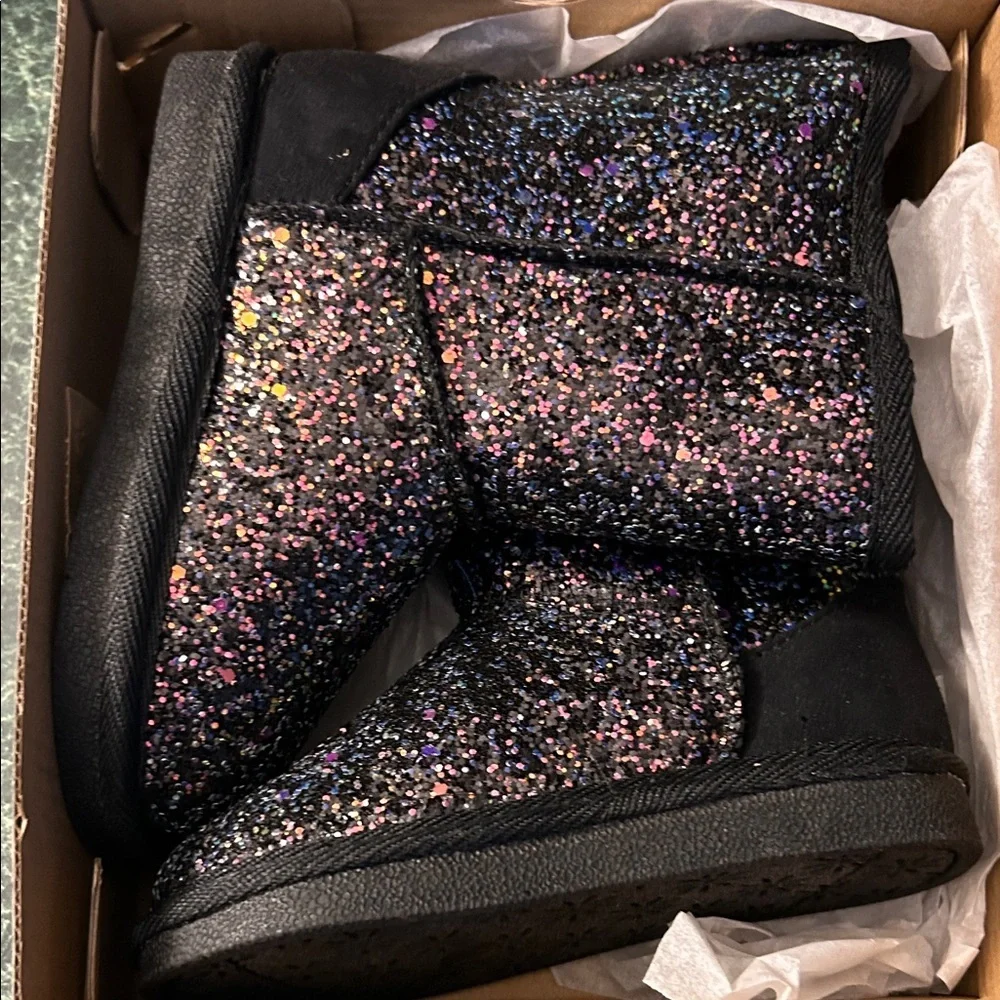 Sparkly Black Kids Rain & Snow Boots